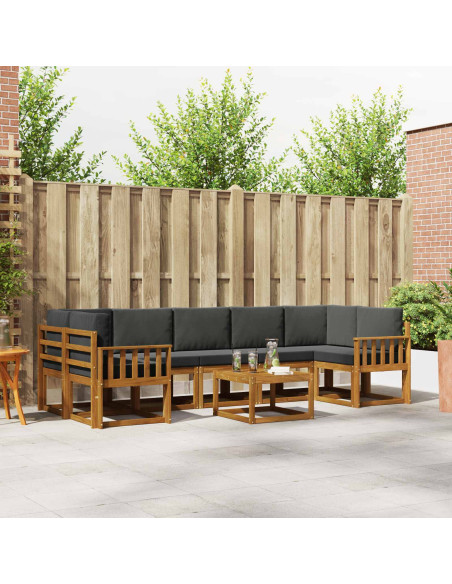 Set di divani da esterno con cuscino 8 pcs Naturale e Antracite