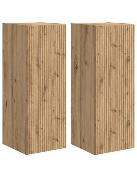Mobile TV da parete 2 pcs Rovere Artigianale 30 x 31 x 80 cm