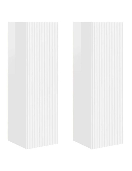 Mobile TV da parete 2 pcs Bianco Lucido 30 x 31 x 100 cm