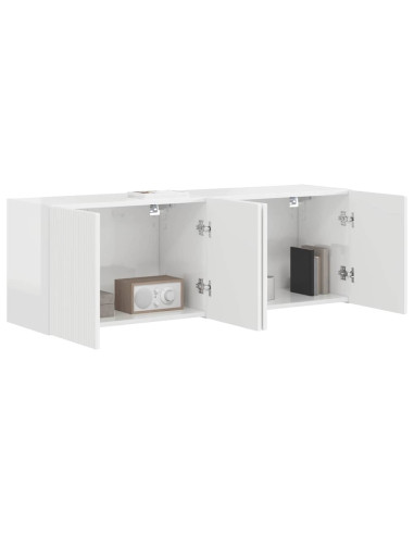 Mobile TV da parete 2 pcs Bianco Lucido 59,5 x 31 x 40 cm