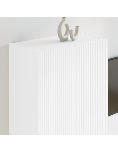 Mobile TV da parete Bianco 59,5 x 31 x 80 cm Legno multistrato