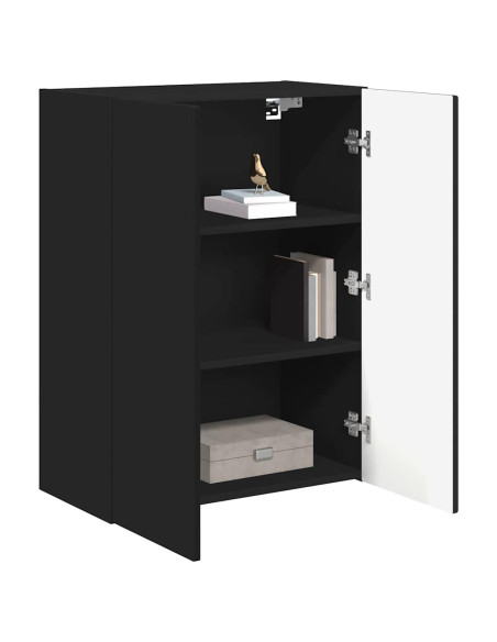 Mobile TV da parete Nero 59,5 x 31 x 80 cm Legno multistrato