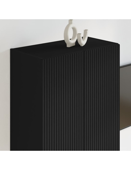 Mobile TV da parete Nero 59,5 x 31 x 80 cm Legno multistrato