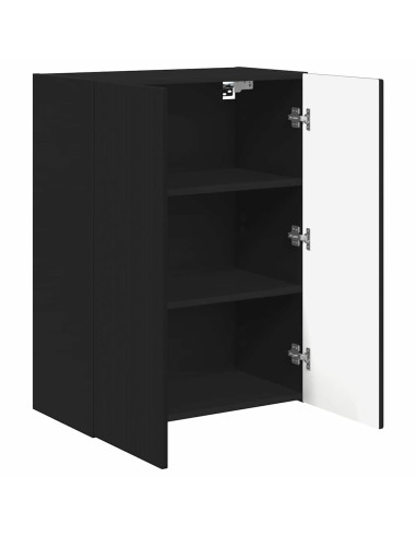 Mobile TV da parete Nero 59,5 x 31 x 80 cm Legno multistrato