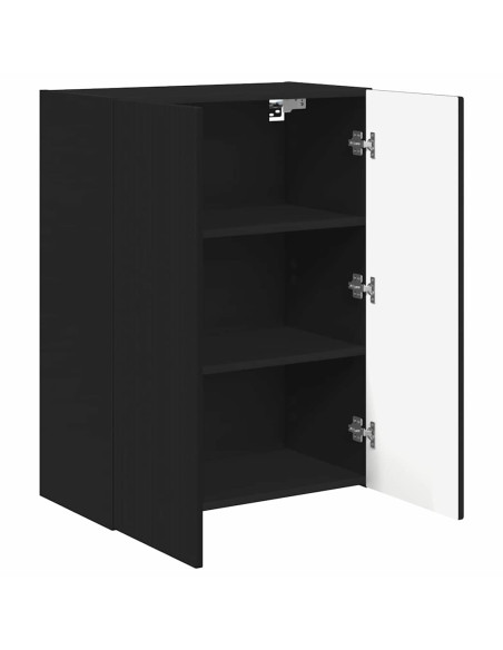 Mobile TV da parete Nero 59,5 x 31 x 80 cm Legno multistrato