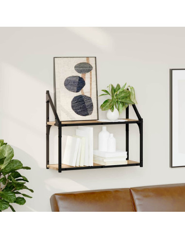 Scaffale da parete rovere artigianale 60 x 21 x 51 cm