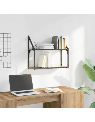 Scaffale da parete rovere artigianale 60 x 21 x 51 cm