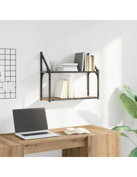 Scaffale da parete rovere artigianale 60 x 21 x 51 cm