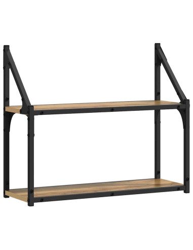 Scaffale da parete rovere artigianale 60 x 21 x 51 cm
