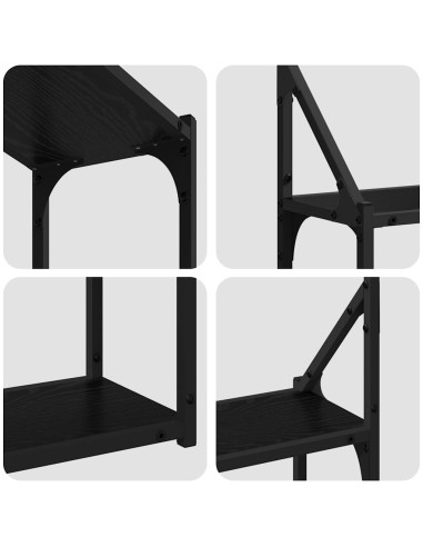 Scaffale da parete con lo scaffale Rovere nero 60 x 21 x 51 cm