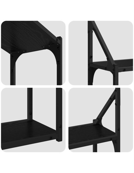 Scaffale da parete con lo scaffale Rovere nero 60 x 21 x 51 cm