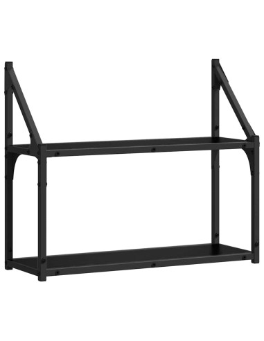 Scaffale da parete con lo scaffale Rovere nero 60 x 21 x 51 cm