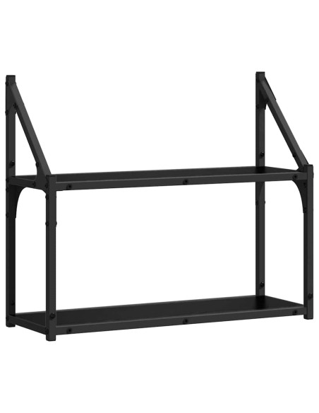 Scaffale da parete con lo scaffale Rovere nero 60 x 21 x 51 cm
