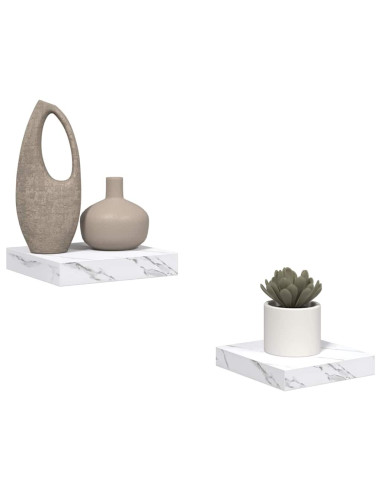 Scaffale da parete 2 pcs Marmo Bianco 23 x 23,5 x 4 cm