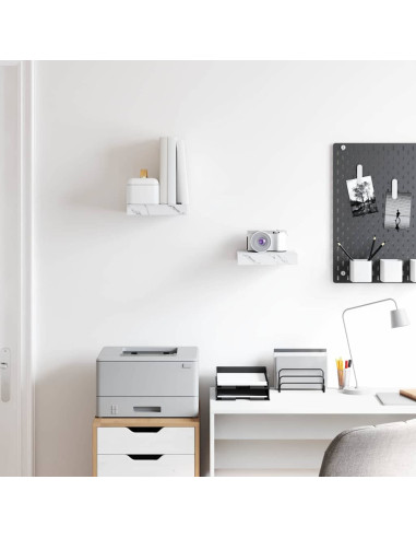 Scaffale da parete 2 pcs Marmo Bianco 23 x 23,5 x 4 cm