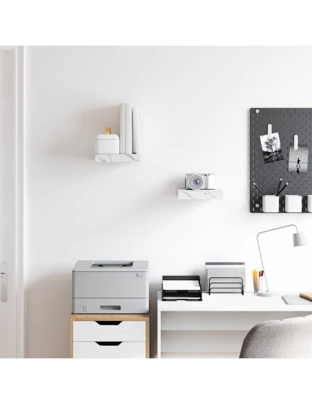 Scaffale da parete 2 pcs Marmo Bianco 23 x 23,5 x 4 cm