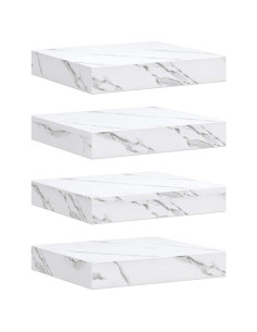 Scaffale da parete 4 pcs Marmo Bianco 23 x 23,5 x 4 cm 2
