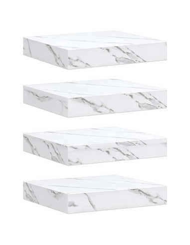 Scaffale da parete 4 pcs Marmo Bianco 23 x 23,5 x 4 cm