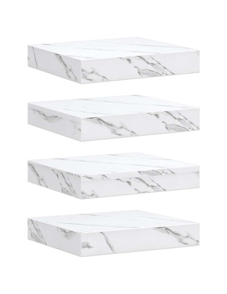 Scaffale da parete 4 pcs Marmo Bianco 23 x 23,5 x 4 cm
