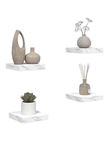 Scaffale da parete 4 pcs Marmo Bianco 23 x 23,5 x 4 cm