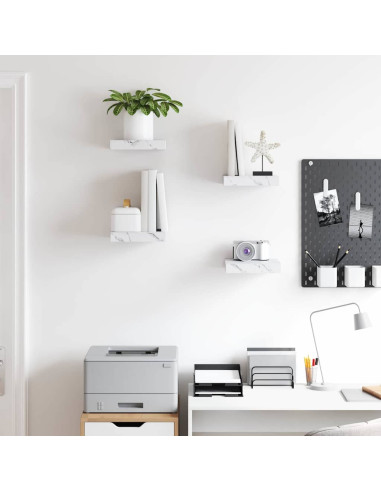 Scaffale da parete 4 pcs Marmo Bianco 23 x 23,5 x 4 cm