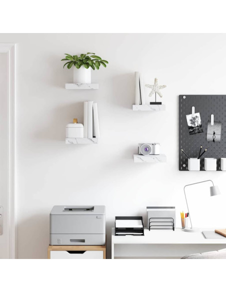 Scaffale da parete 4 pcs Marmo Bianco 23 x 23,5 x 4 cm