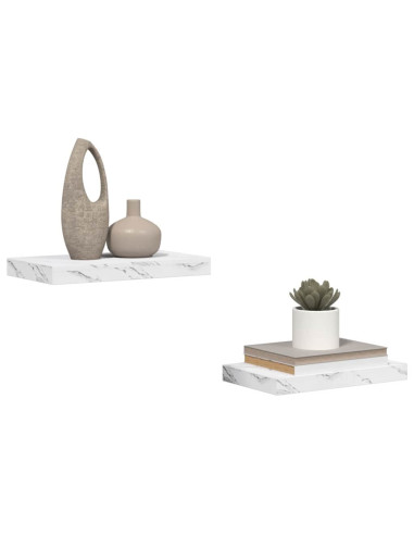 Scaffale da parete 2 pcs Marmo Bianco 40 x 23,5 x 4 cm