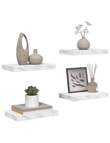 Scaffale da parete 4 pcs Marmo Bianco 40 x 23,5 x 4 cm