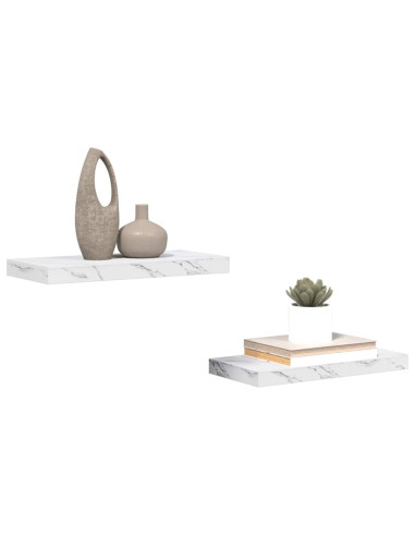 Scaffale da parete 2 pcs Marmo Bianco 50 x 23,5 x 4 cm