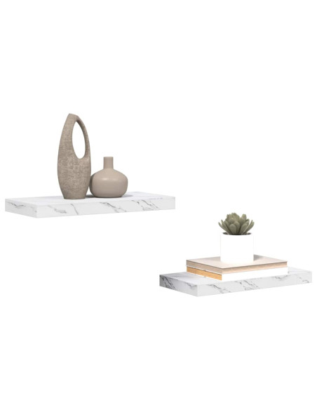 Scaffale da parete 2 pcs Marmo Bianco 50 x 23,5 x 4 cm
