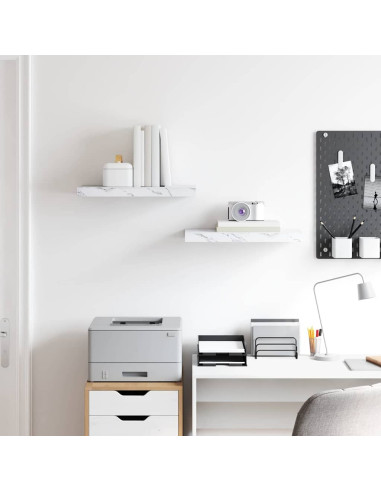 Scaffale da parete 2 pcs Marmo Bianco 50 x 23,5 x 4 cm