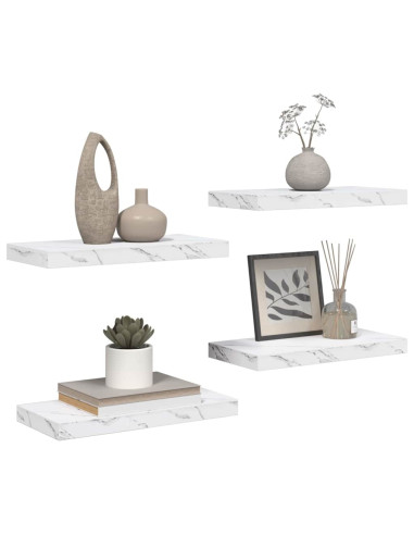 Scaffale da parete 4 pcs Marmo Bianco 50 x 23,5 x 4 cm