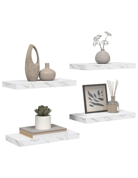 Scaffale da parete 4 pcs Marmo Bianco 50 x 23,5 x 4 cm