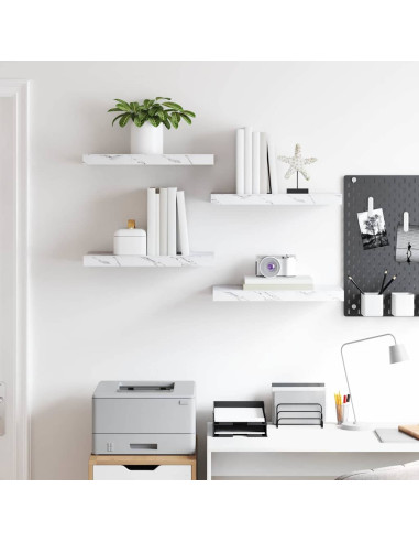 Scaffale da parete 4 pcs Marmo Bianco 50 x 23,5 x 4 cm