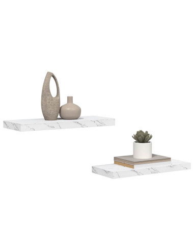 Scaffale da parete 2 pcs Marmo Bianco 60 x 23,5 x 4 cm