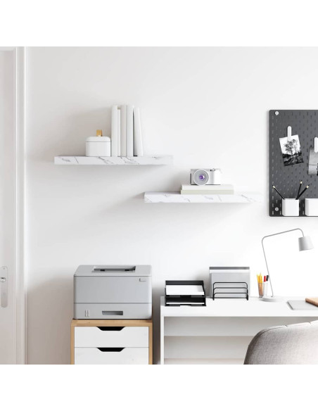 Scaffale da parete 2 pcs Marmo Bianco 60 x 23,5 x 4 cm