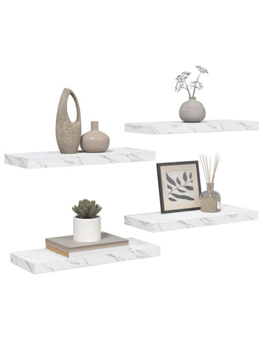 Scaffale da parete 4 pcs Marmo Bianco 50 x 23 x 4 cm