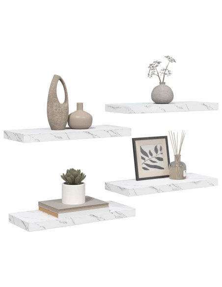 Scaffale da parete 4 pcs Marmo Bianco 50 x 23 x 4 cm