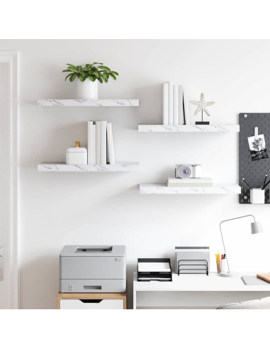 Scaffale da parete 4 pcs Marmo Bianco 50 x 23 x 4 cm