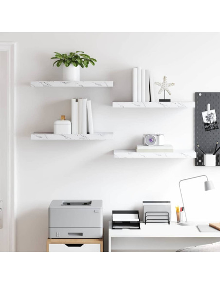 Scaffale da parete 4 pcs Marmo Bianco 50 x 23 x 4 cm