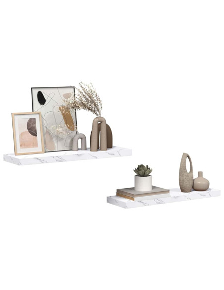 Scaffale da parete 2 pcs Marmo Bianco 80 x 23,5 x 4 cm