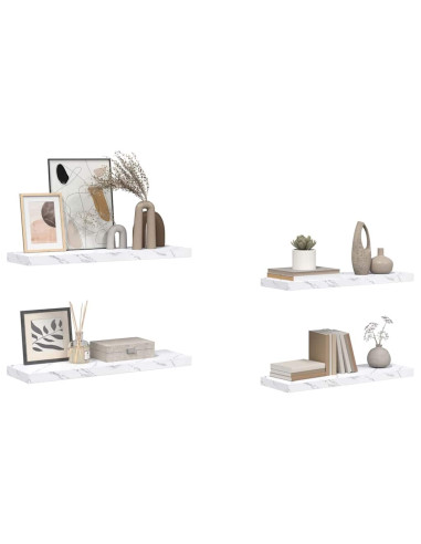 Scaffale da parete 4 pcs Marmo Bianco 80 x 23,5 x 4 cm