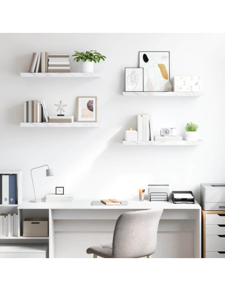 Scaffale da parete 4 pcs Marmo Bianco 80 x 23,5 x 4 cm