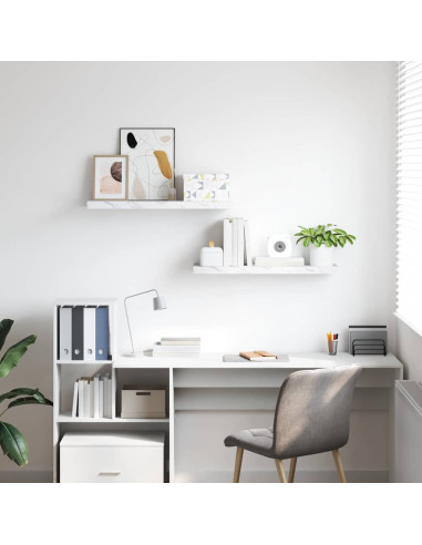 Scaffale da parete 2 pcs Marmo Bianco 90 x 23,5 x 4 cm