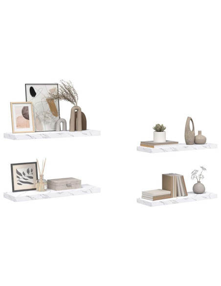 Scaffale da parete 4 pcs Marmo Bianco 90 x 23,5 x 4 cm
