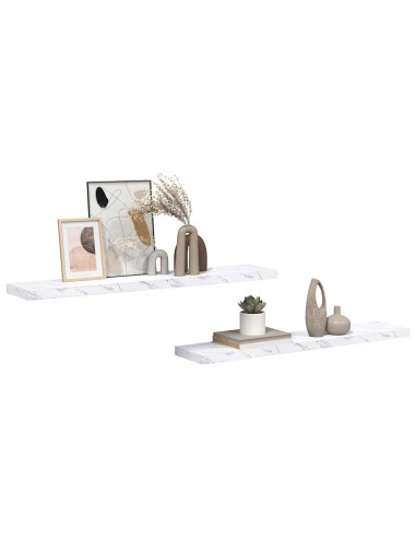 Scaffale da parete 2 pcs Marmo Bianco 120 x 23,5 x 4 cm