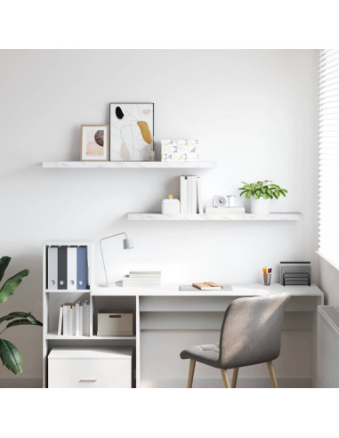 Scaffale da parete 2 pcs Marmo Bianco 120 x 23,5 x 4 cm