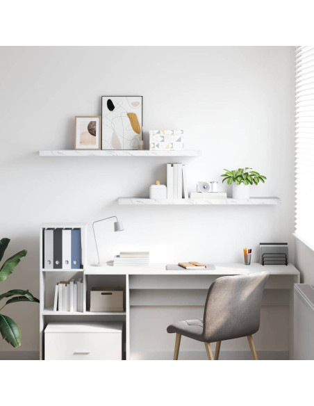 Scaffale da parete 2 pcs Marmo Bianco 120 x 23,5 x 4 cm