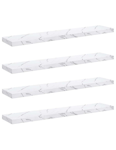 Scaffale da parete 4 pcs Marmo Bianco 120 x 23,5 x 4 cm