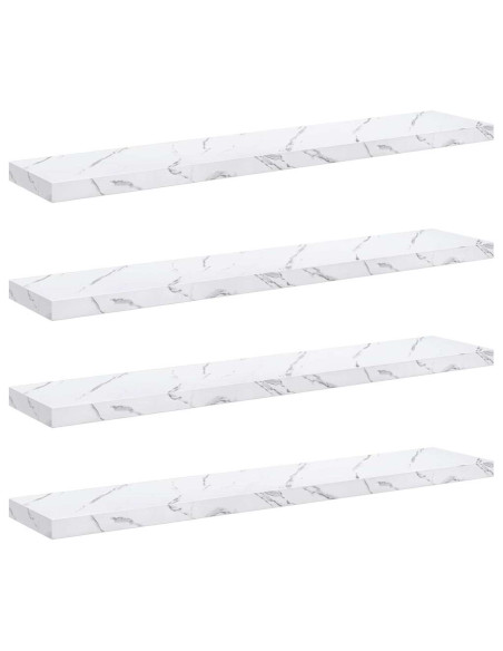 Scaffale da parete 4 pcs Marmo Bianco 120 x 23,5 x 4 cm